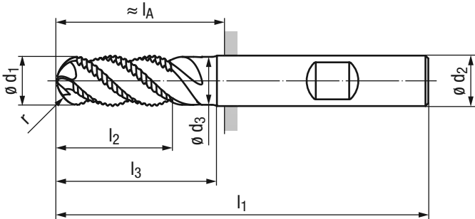 Schema Hartmetall Kugelfräser Multi-Cut 2667A