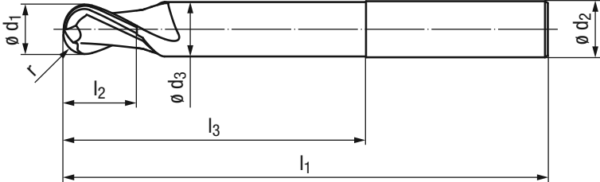 Hartmetall Kugelfräser Alu-Cut 1921R