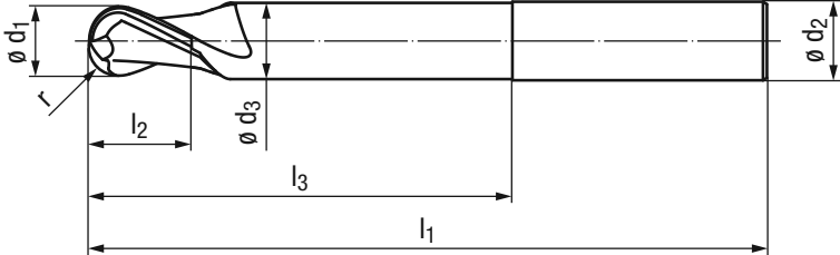 Hartmetall Kugelfräser Alu-Cut 1921R – Bild 2