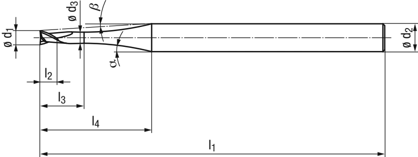 Schema Hartmetall Micro- und Mini-Schaftfräser 2764L