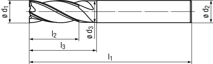 Schema Hartmetall Schaftfräser TiNox-Cut „Base“ 2568T