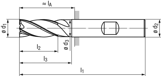 Schema Hartmetall Schaftfräser TiNox-Cut „Base“ 2567T
