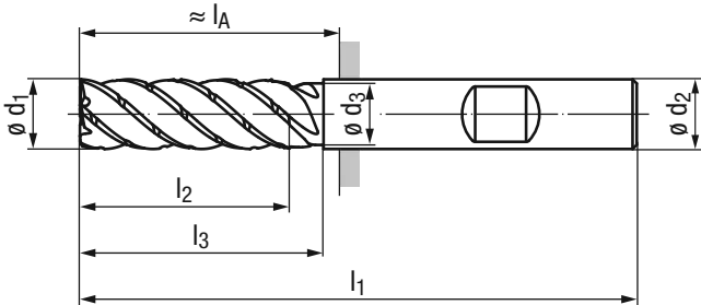 Schema Hartmetall Schaftfräser TiNox-Cut „Trochoid“ 2541TZ