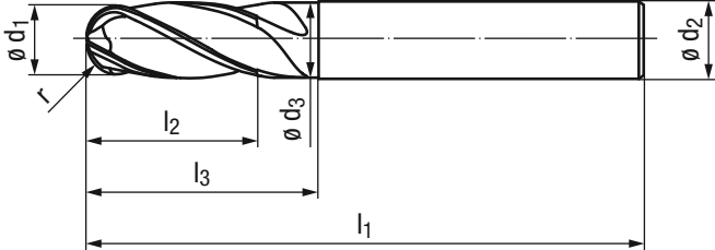 Schema Hartmetall Kugelfräser TOP-Cut 2502A