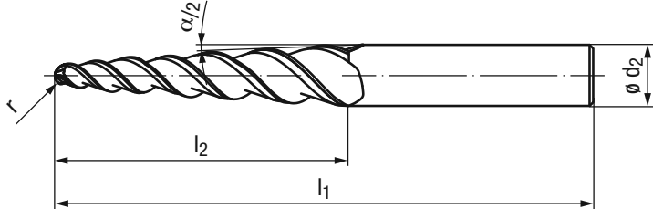 Schema Konische Hartmetall Kugelfräser Turbine 3548L