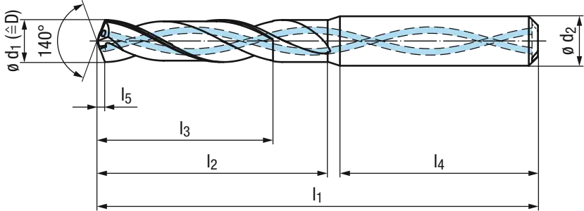 Schema InoxDrill ID103-3xD-HA Spiralbohrer