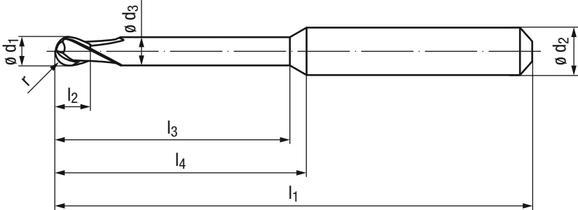 Schema Hartmetall Kugelfräser Dental 2151E
