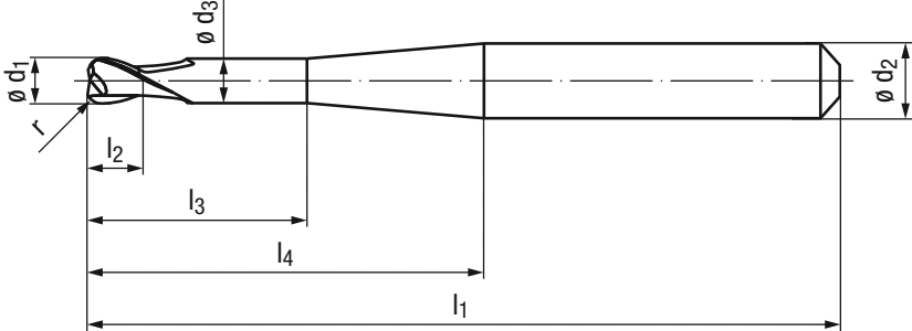 Schema Hartmetall Torusfräser Dental 2626A