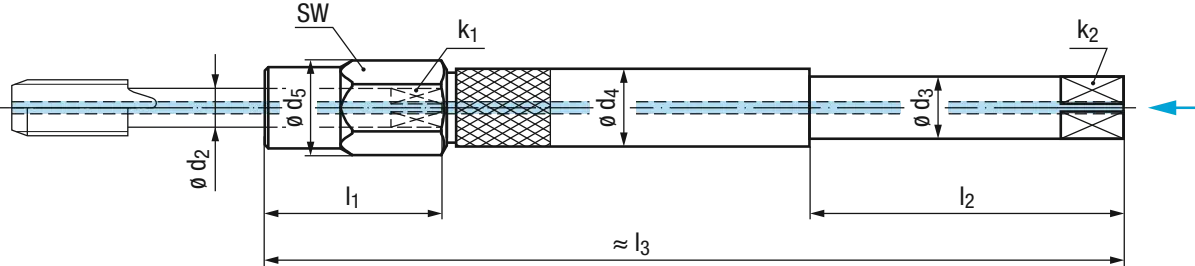 Schema Spezial-Schaftverlängerung mit IKZ Typ: Lange Ausführung