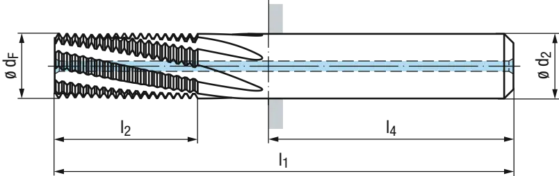 Schema GF-Z-R15-IKZ-HB-TiCN Gewindefräser aus Vollhartmetall für Innengewinde