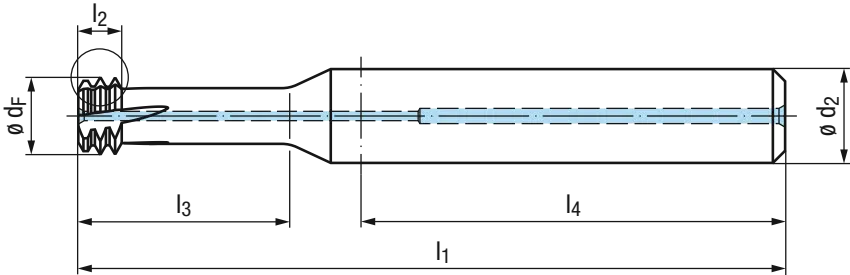Schema ZBGF-MULTI-2xd1-IKZ-HB-AlCr-T42 Zirkular-Bohrgewindefräser aus Vollhartmetall