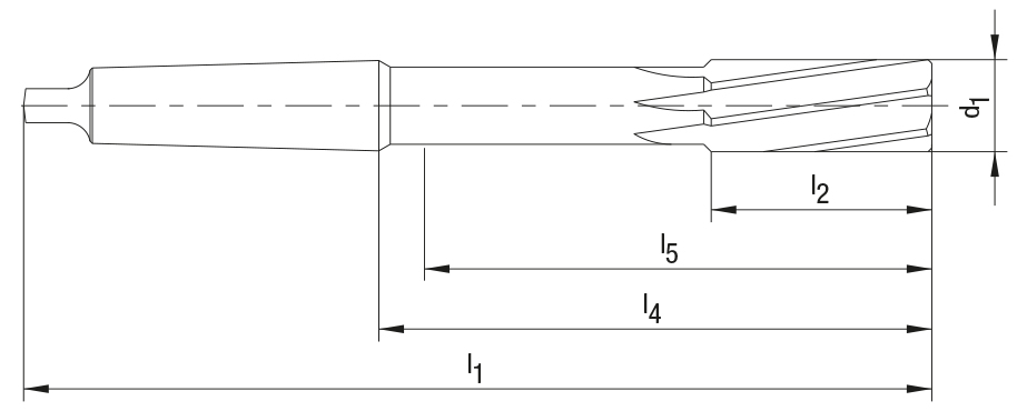 Schema Maschinenreibahle aus HSS-E, mit TiN-Beschichtung, Standard