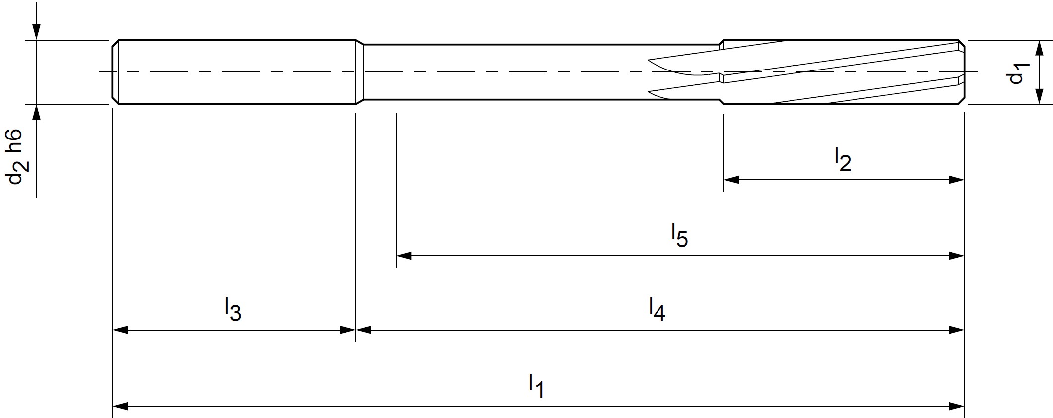 Schema NC-Reibahle aus Vollhartmetall, Standardausführung