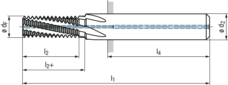 Schema GF-Vario-Z-2xd1-R15-IKZ-HB-TiAlN-86 Gewindefräser aus Vollhartmetall