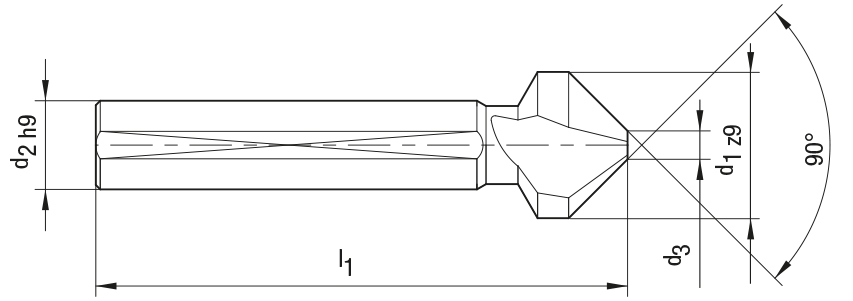 Schema Kegelsenker Set EUC-Speed, HSS-beschichtet, mit 3 Spannflächen