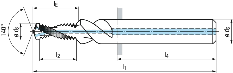 Schema BGF-Z2-1,5xD-R30-IKZ-HB Bohrgewindefräser aus Vollhartmetall