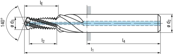 BGF-Z4-2,5xD-R20-IKZ-HA-TiCN Bohrgewindefräser aus Vollhartmetall - Image 2