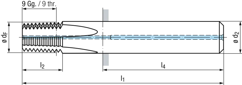 Schema GF-keg-IKZ-SD16-Z4-HB-TiCN Gewindefräser aus Vollhartmetall für kegelige Gewinde