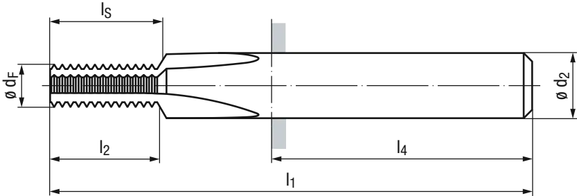 Schema GSF-1,5xD-HA Gewindefräser mit Senkfase aus Vollhartmetall