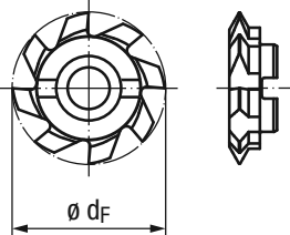 Schema Stirn-WP-Gr.E-AlCr-T42 Zirkular Stirn-Wechselplatte aus Hartmetall für Innengewinde