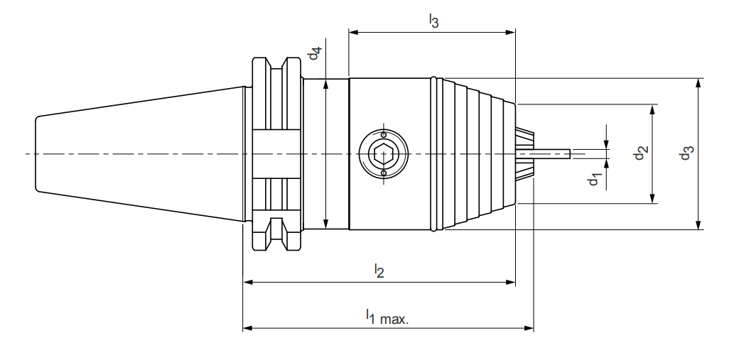 Schema Präzisionsbohrfutter, SK nach DIN 69871-A
