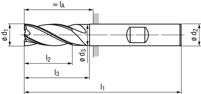 Schema Hartmetall Schaftfräser TiNox-Cut „Base“ 2567T